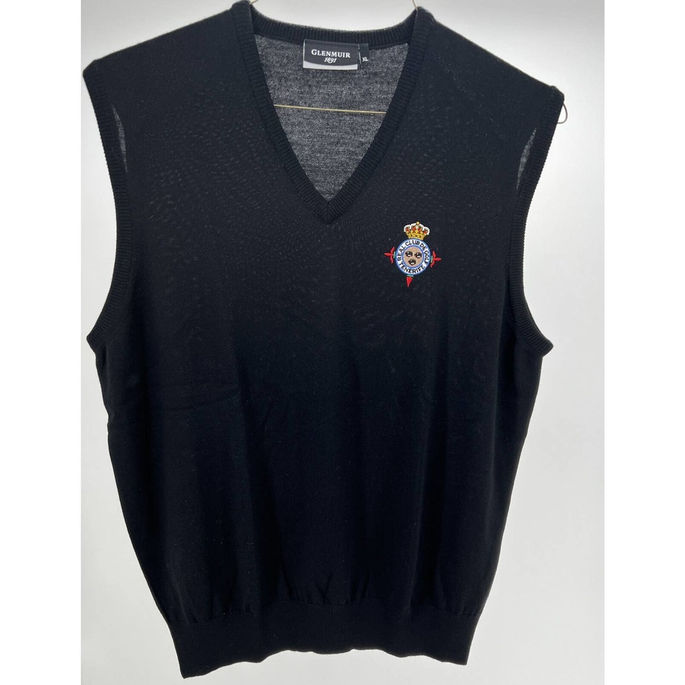 Glenmuir 1891 Mens Black Sweater Golf Vest Chest Embroidered Golf Logo Size Xl